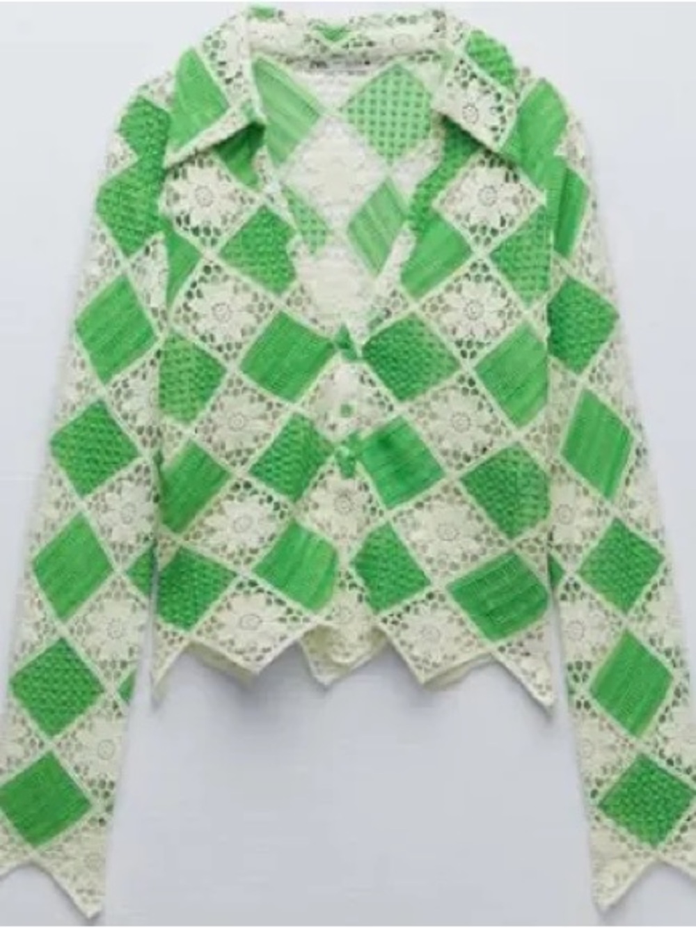 ZARA Crochet Granny Square Knit Flare Sleeve Cardigan Beach Summer Medium